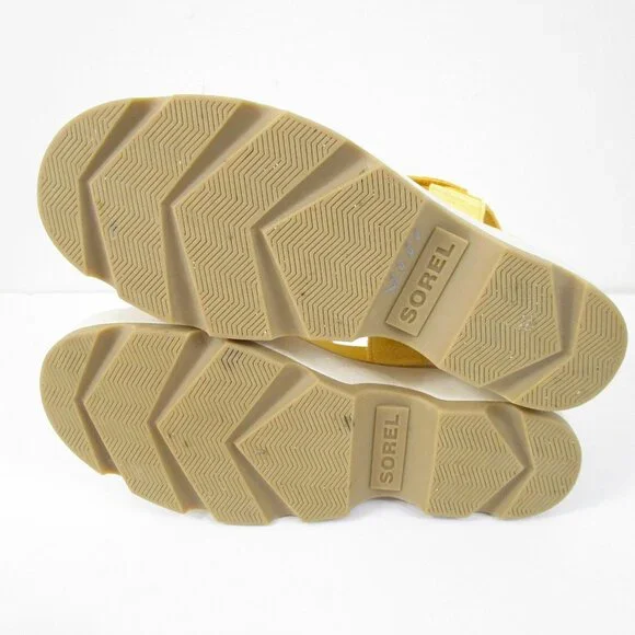 Sorel Womens Yellow White Joanie IV Y-Strap Leather Wedge Sandals Heels Size 8 - Picture 9 of 9